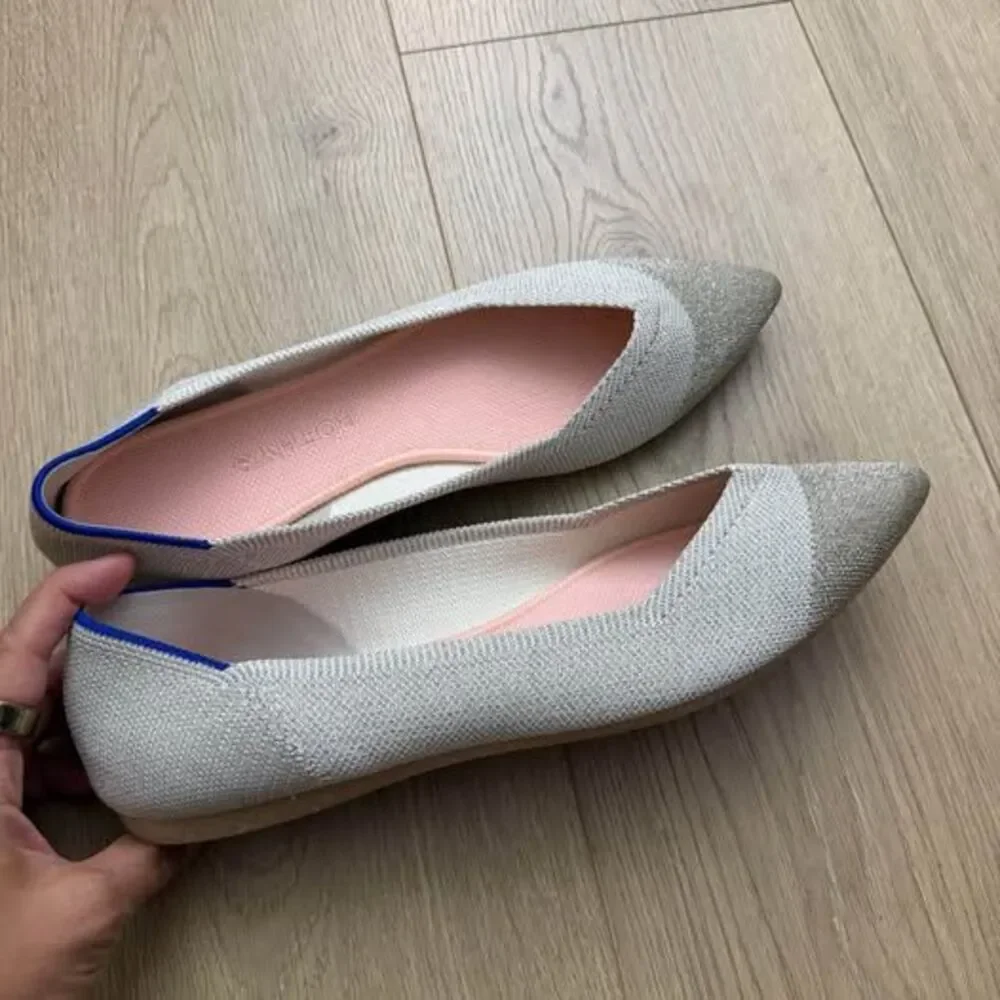 Rothy's The Point Flats Size W10 shimmery silver